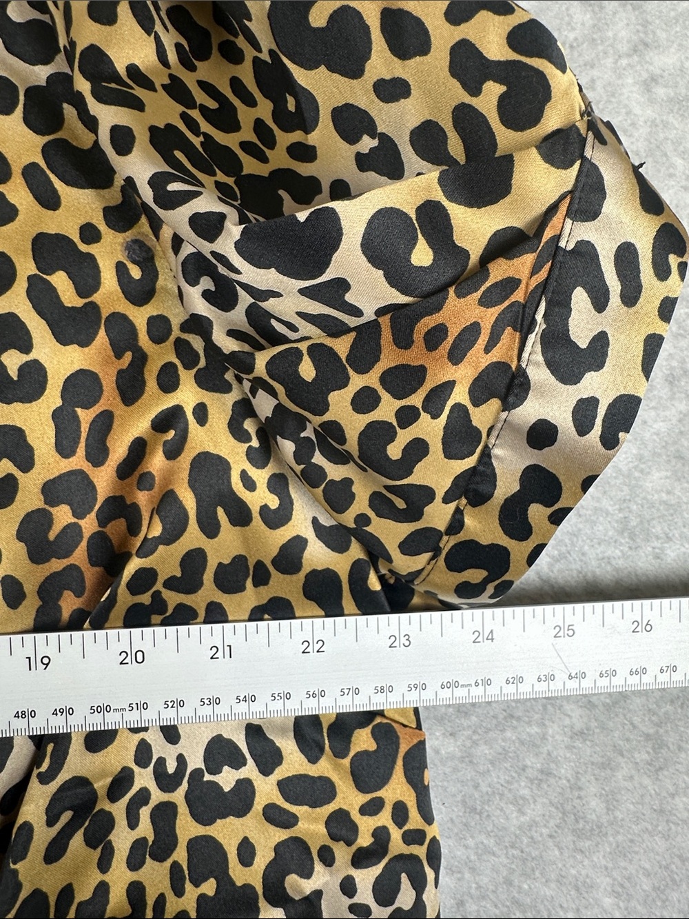 Worthington Leopard Print Ruffled Satin Blouse - Gold, Black, Brown Plus Size 2X - Picture 4 of 8